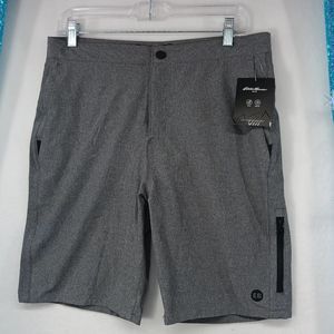 NWT Eddie Bauer Swim Mens Hybrid Swim Trunk Size 32 $50 MSRP Gray Heather UPF 50